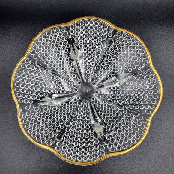 Serving Dishes Round Footed Square Clear Gold Yellow Glass Kitchen Candy Server - Picture 4 of 13